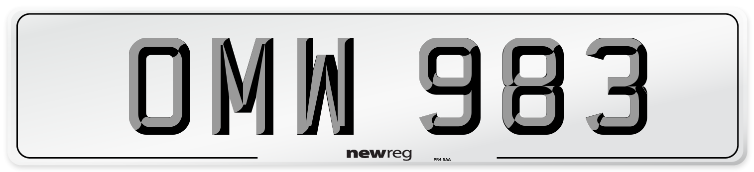 OMW 983 Number Plate from New Reg